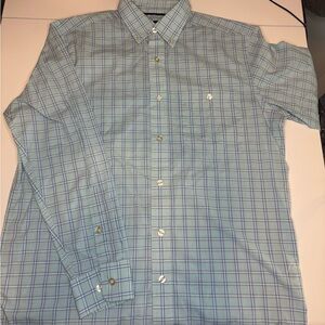 Orvis Men's Teal Blue Plaid Button Down Casual Shirt Size Medium